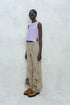 CIRCLE CUT-OUT PANTS -RUSTED BEIGE-