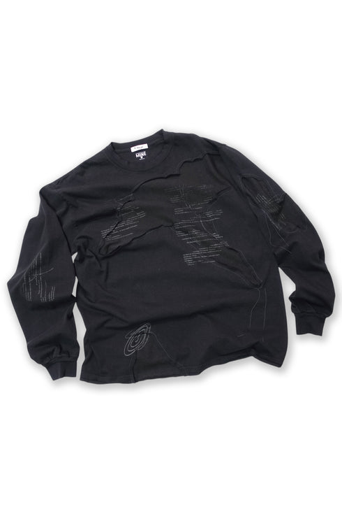 TERRAIN CUT-OUT LONG SLEEVE TEE -BLACK- *Last1
