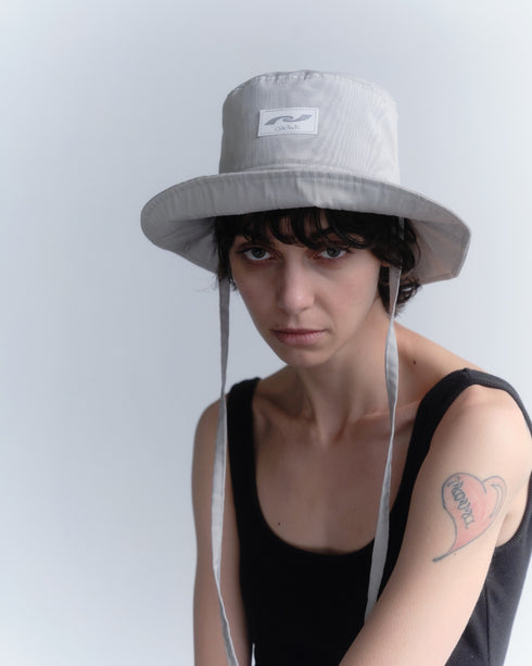 【90'S DEAD STOCK FABRIC】WOOD GRAIN BUCKET HAT -GRAY-