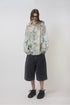 CIRCLE CUT-OUT WASHED HALF PANTS -BLACK DENIM-