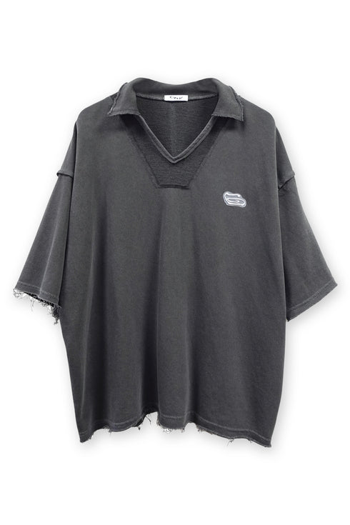【PRE-ORDER】WASHED CUT-OFF SWEAT TOP -CHARCOAL-