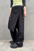 WRAP SKIRT LAYERED TROUSERS -BLACK-