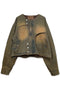 CIRCLE CUT-OUT DENIM JACKET -RUSTED BROWN-