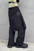 WRAP SKIRT LAYERED TROUSERS -BLACK-