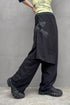WRAP SKIRT LAYERED TROUSERS -BLACK-