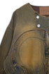 CIRCLE CUT-OUT DENIM JACKET -RUSTED BROWN-