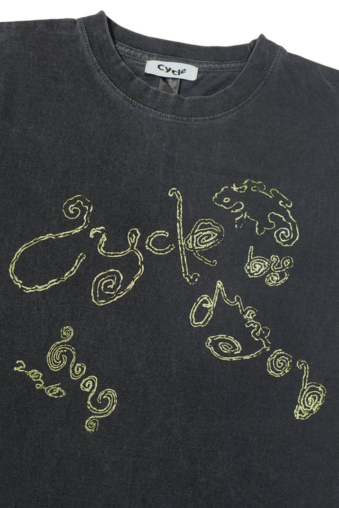 WASHED RITUAL SPIRAL TEE -VINTAGE BLACK-