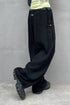 YIN-YANG LINEN WIDE TROUSERS -BLACK-