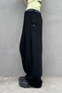YIN-YANG LINEN WIDE TROUSERS -BLACK-