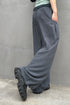 YIN-YANG LINEN WIDE TROUSERS -COLD CHARCOAL-