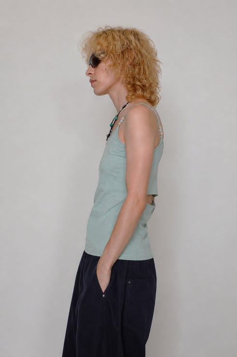 BACK SLIT LAYERED CAMISOLE -MINT GREEN-