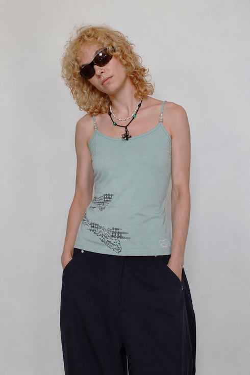 BACK SLIT LAYERED CAMISOLE -MINT GREEN-