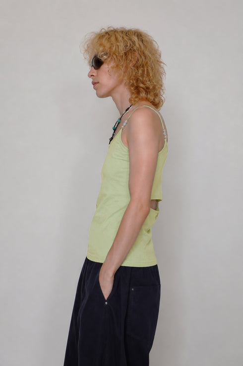 BACK SLIT LAYERED CAMISOLE -LIME YELLOW-