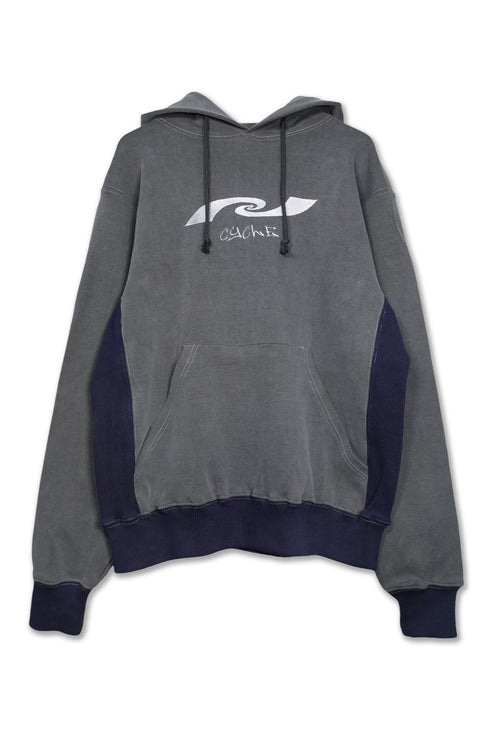 WASHED EMBROIDERY LOGO HOODIE -DARK GRAY-