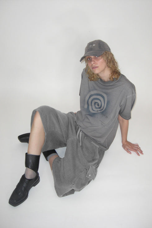 WASHED CARGO HALF PANTS -GRAY-