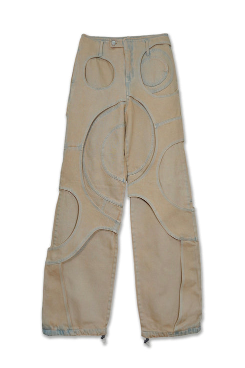 CIRCLE CUT-OUT PANTS -RUSTED BEIGE-