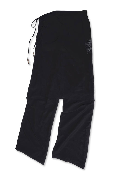 WRAP SKIRT LAYERED TROUSERS -BLACK-