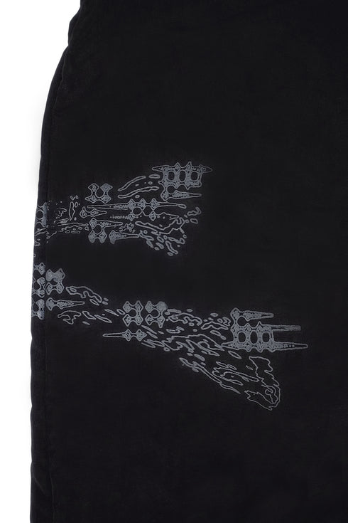 WRAP SKIRT LAYERED TROUSERS -BLACK-