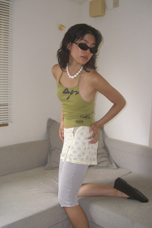 RIB HALTER CAMISOLE -OLIVE-