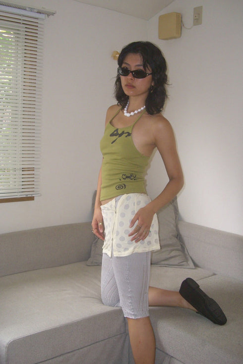 RIB HALTER CAMISOLE -OLIVE-