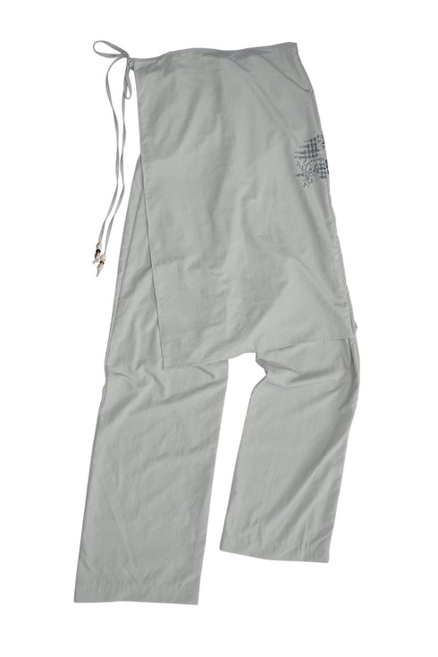 WRAP SKIRT LAYERED TROUSERS -LIGHT GRAY-