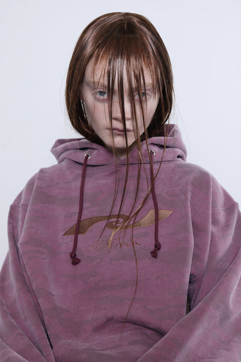 SPIRAL LOGO EMBROIDERY HOODIE -REDDISH PURPLE CAMO-