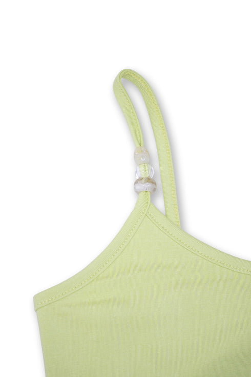 BACK SLIT LAYERED CAMISOLE -LIME YELLOW-