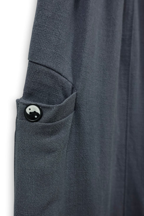 YIN-YANG LINEN WIDE TROUSERS -COLD CHARCOAL-