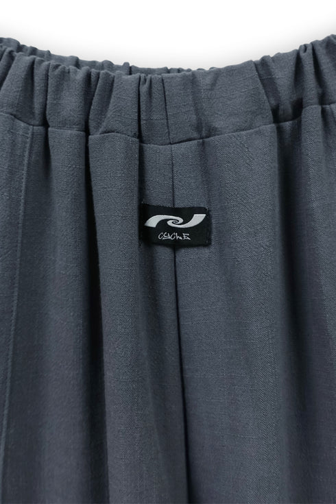 YIN-YANG LINEN WIDE TROUSERS -COLD CHARCOAL-