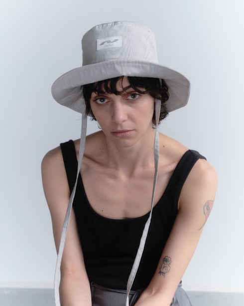 【90'S DEAD STOCK FABRIC】WOOD GRAIN BUCKET HAT -GRAY-