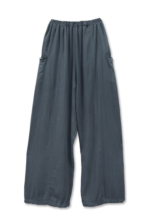 YIN-YANG LINEN WIDE TROUSERS -COLD CHARCOAL-