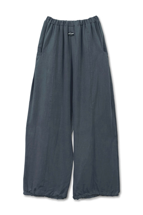 YIN-YANG LINEN WIDE TROUSERS -COLD CHARCOAL-
