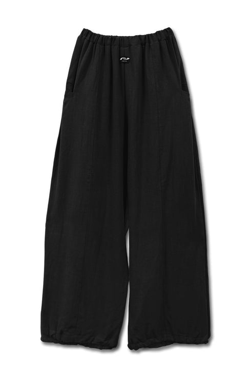 YIN-YANG LINEN WIDE TROUSERS -BLACK-