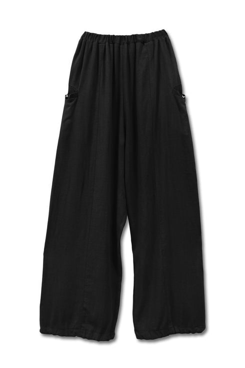 YIN-YANG LINEN WIDE TROUSERS -BLACK-