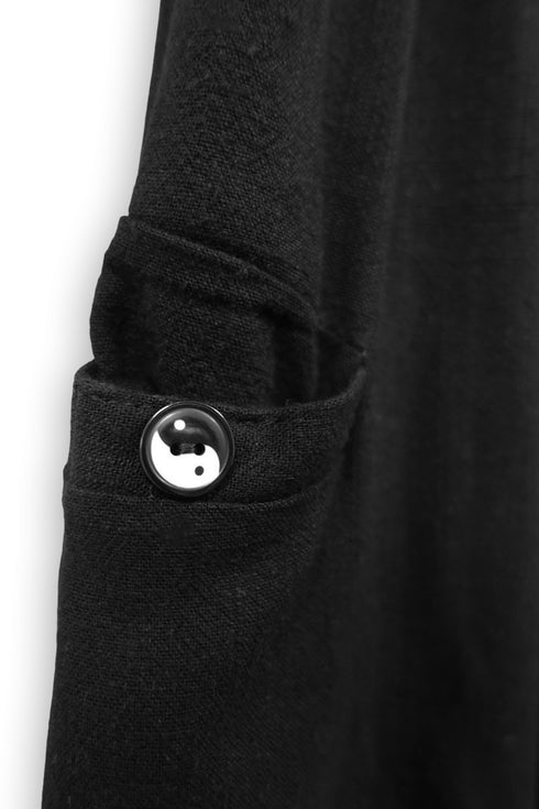 YIN-YANG LINEN WIDE TROUSERS -BLACK-