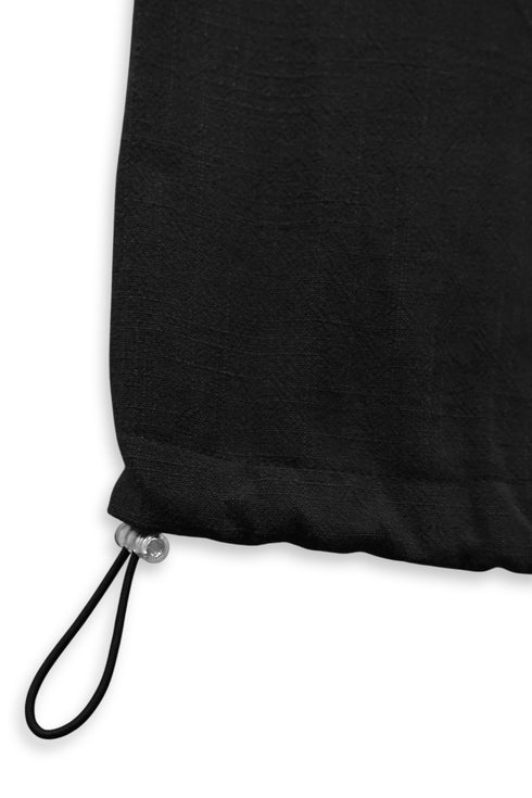 YIN-YANG LINEN WIDE TROUSERS -BLACK-
