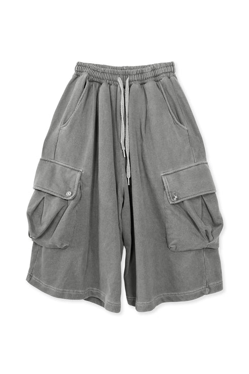 WASHED CARGO HALF PANTS -GRAY-
