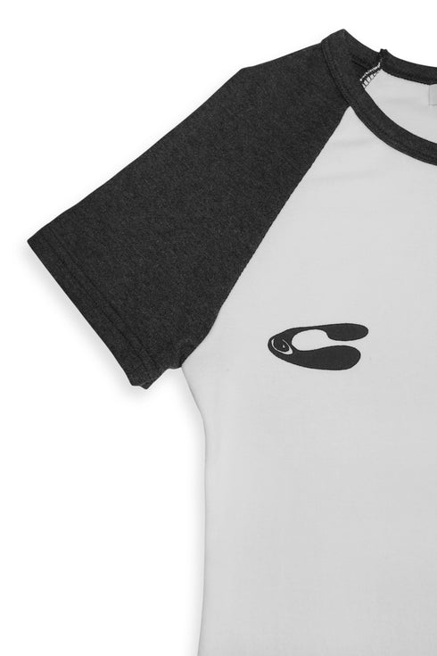 RAGLAN LOGO TEE -DARK CHARCOAL×WHITE- *Only 1 item