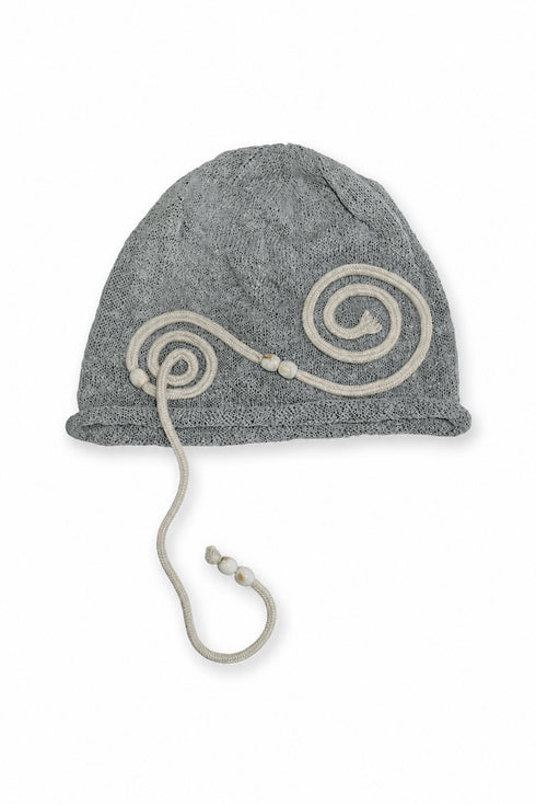 SPIRAL CODE SUMMER KNIT BEANIE -GRAY-