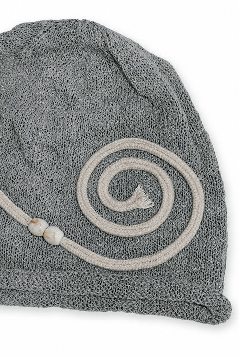SPIRAL CODE SUMMER KNIT BEANIE -GRAY-