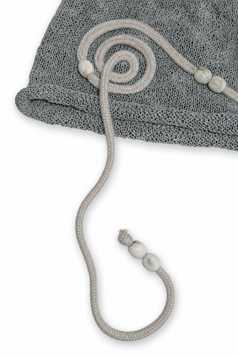 SPIRAL CODE SUMMER KNIT BEANIE -GRAY-