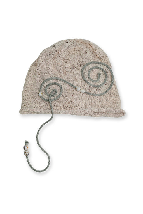 SPIRAL CODE SUMMER KNIT BEANIE -SUN BEIGE-