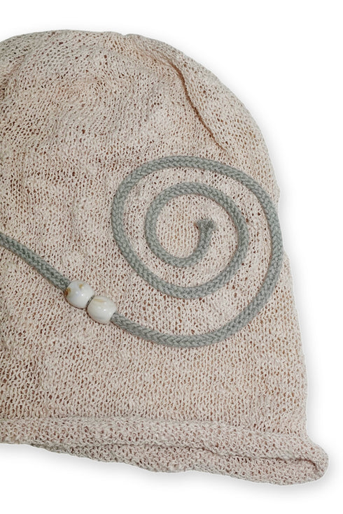 SPIRAL CODE SUMMER KNIT BEANIE -SUN BEIGE-