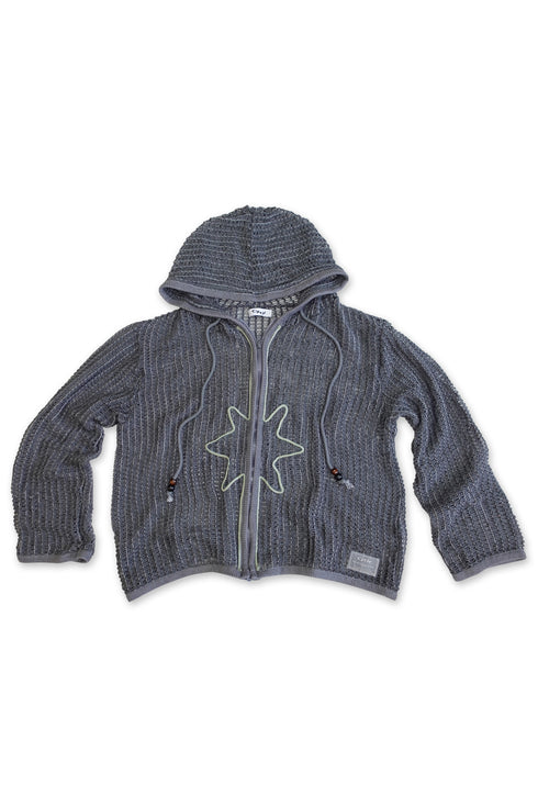 【PRE-ORDER】CORD MESH ZIP-UP HOODIE -CHARCOAL-