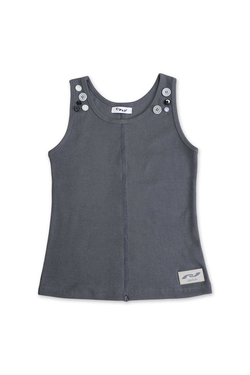 MIX BUTTON TANK TOP -CHARCOAL-