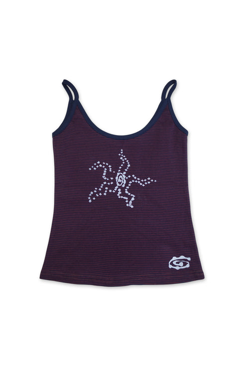 WARP STAR STRIPE CAMISOLE -BURGUNDY × NAVY-