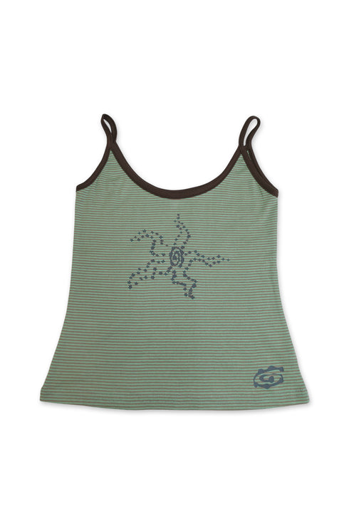 WARP STAR STRIPE CAMISOLE -GREEN × BROWN-