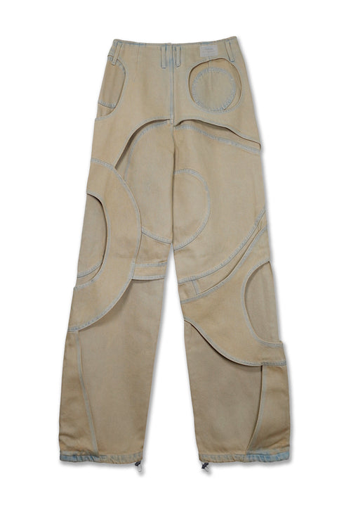 CIRCLE CUT-OUT PANTS -RUSTED BEIGE-