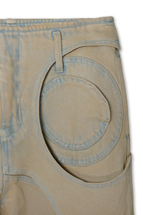 CIRCLE CUT-OUT PANTS -RUSTED BEIGE-