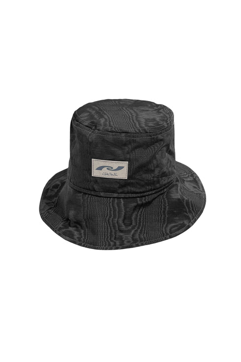 【90'S DEAD STOCK FABRIC】WOOD GRAIN BUCKET HAT -BLACK- *Last1